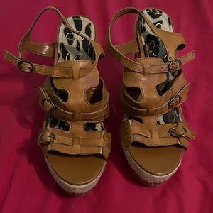 Jessica Simpson Womens’ Strappy Leopard Print Wedge Size 8.5